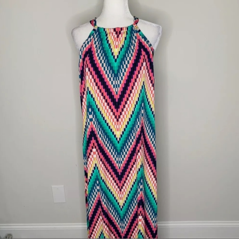 Women's Trina‎ Turk Chevron Maxi Dress Beach/ Resortwear Travel Summer